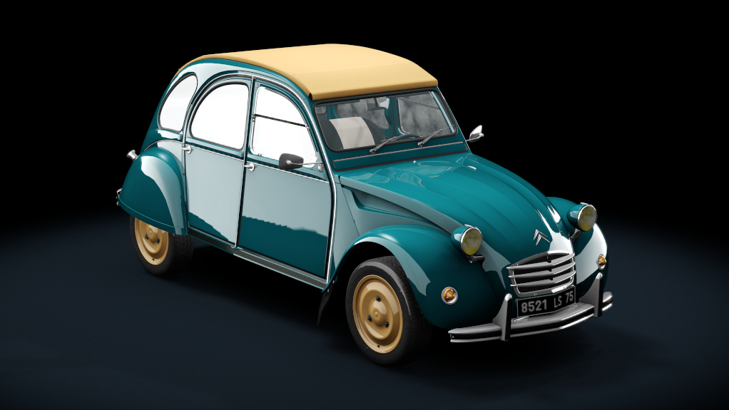 Citroen 2CV 1970 Stock, skin bleu_lagune
