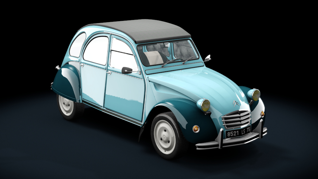 Citroen 2CV 1970 Stock, skin bleu_nuage