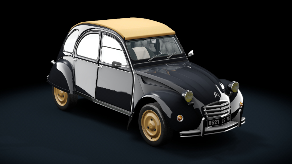 Citroen 2CV 1970 Stock, skin noir