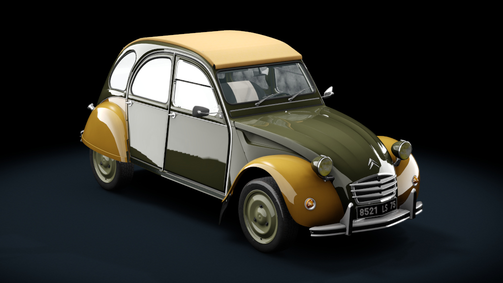 Citroen 2CV 1970 Stock, skin vert_garde_chasse