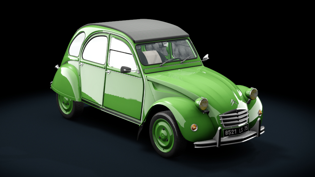 Citroen 2CV 1970 Stock, skin vert_palmeraie