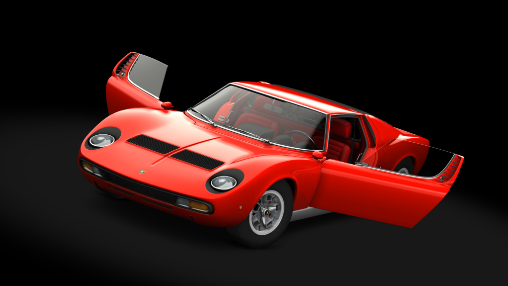 Lamborghini Miura P400 SV, skin Rosso_Corsa_Silver
