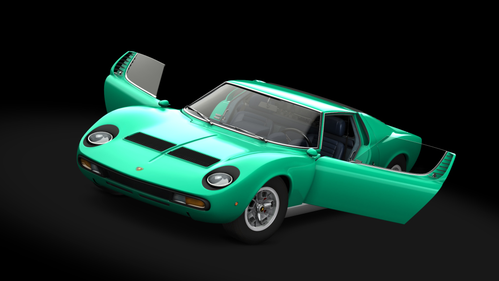 Lamborghini Miura P400 SV, skin Verde_Uccello_Di_Mare_Silver