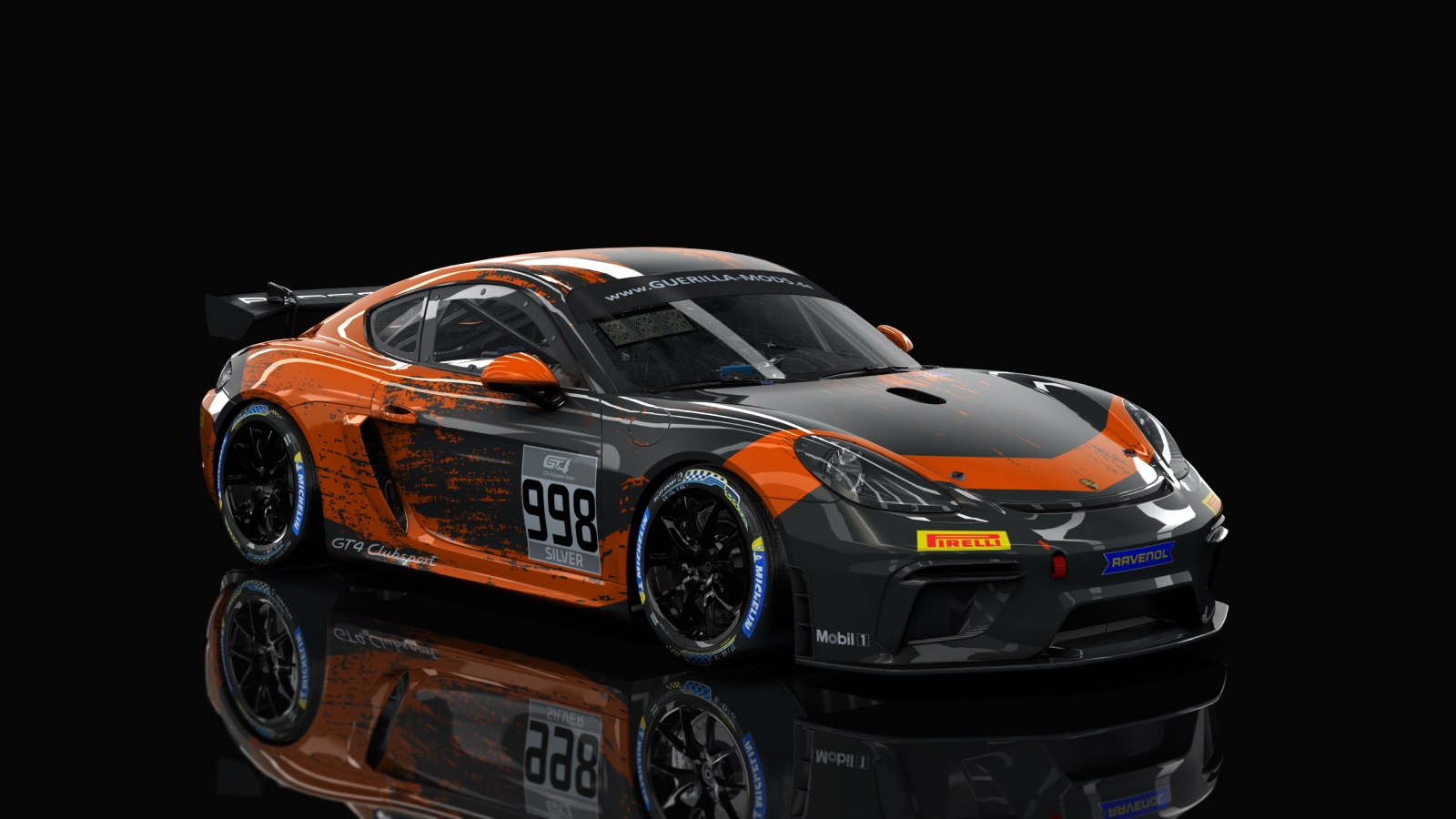 GT4 Porsche 718 Cayman Clubsport, skin rm_gt4_european_series_fictional_porsche_motorsport_orange_998