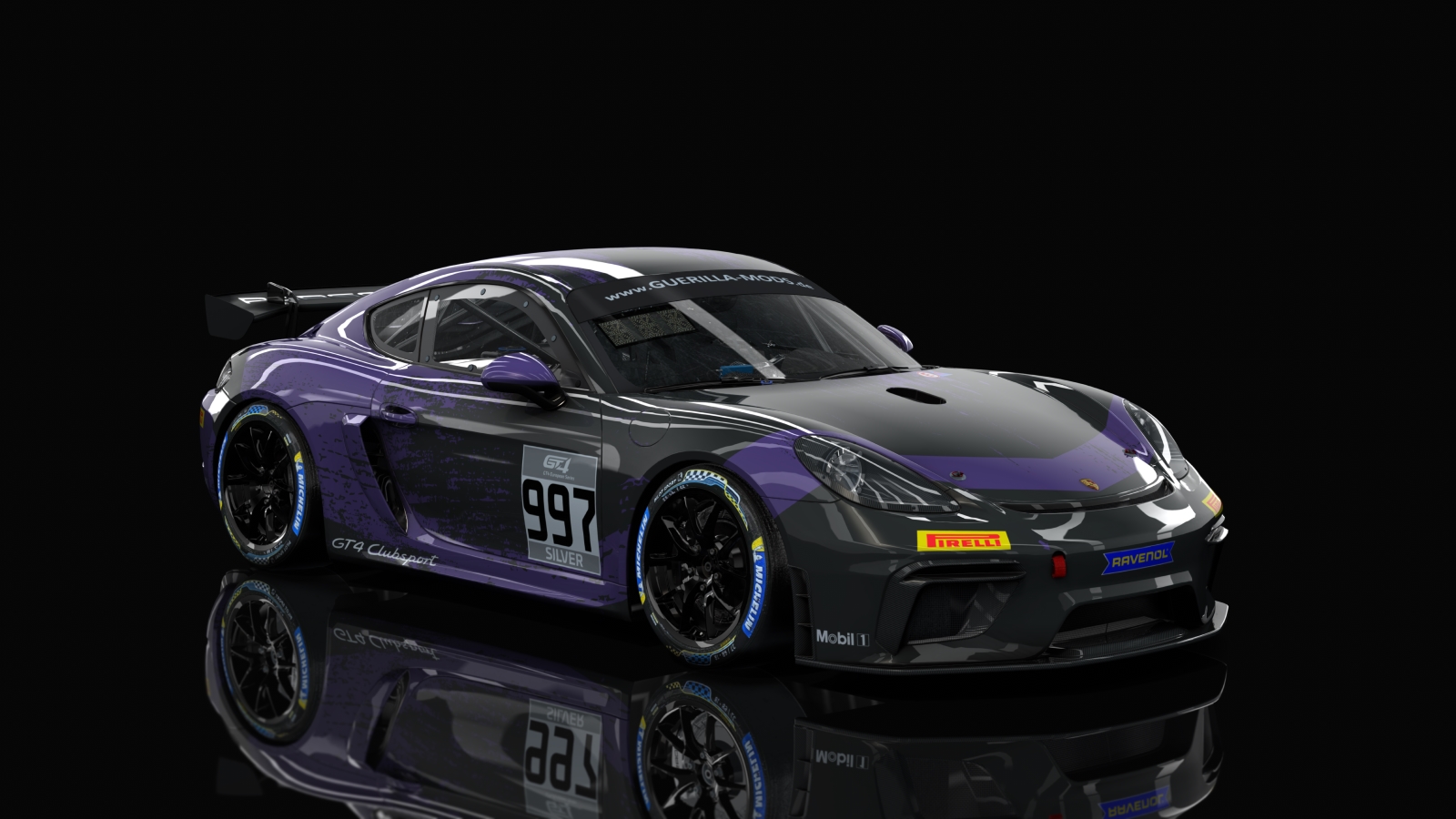 GT4 Porsche 718 Cayman Clubsport, skin rm_gt4_european_series_fictional_porsche_motorsport_purple_997