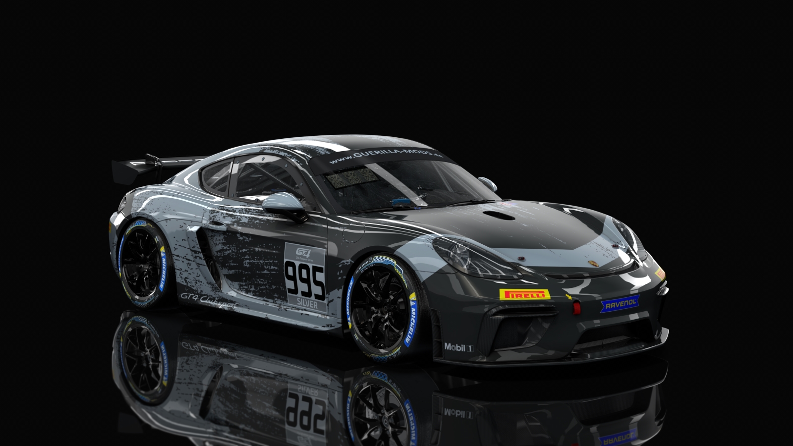 GT4 Porsche 718 Cayman Clubsport, skin rm_gt4_european_series_fictional_porsche_motorsport_silver_995