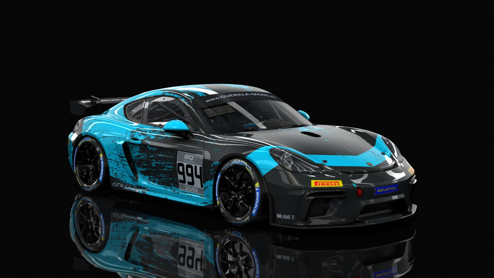 GT4 Porsche 718 Cayman Clubsport, skin rm_gt4_european_series_fictional_porsche_motorsport_teal_994