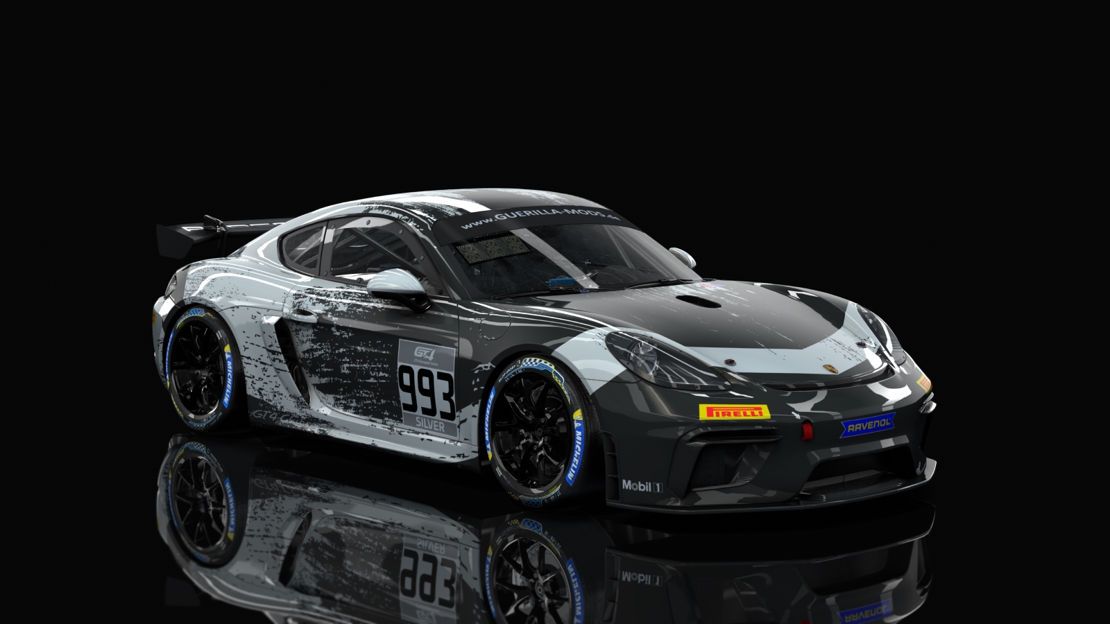 GT4 Porsche 718 Cayman Clubsport, skin rm_gt4_european_series_fictional_porsche_motorsport_white_993