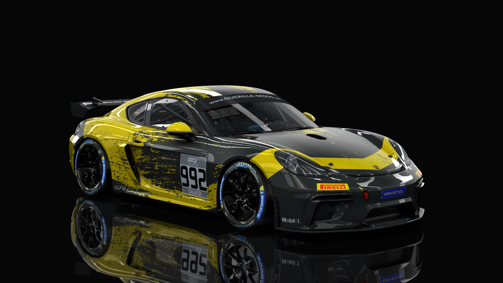 GT4 Porsche 718 Cayman Clubsport, skin rm_gt4_european_series_fictional_porsche_motorsport_yellow_992